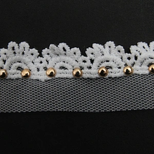 Wholesale 2.8cm Size Studs trim ribbon diy handmade costume dress sewing bead lace trim Design Rivets Trims