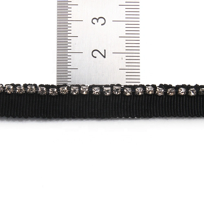 New wholesale Chain lace trim Rhinestone 1.1 cm Sew-On  elastic lace trim Woven Lace trimmings for dresses