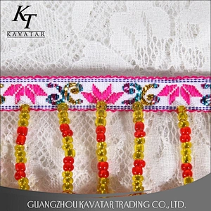 China Style Decorative Trim Multi color Plastic Beaded Fringes Trim Indian Home Decor Curtain Crafting