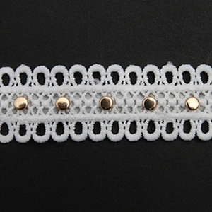 Wholesale 2.7cm Studs trim ribbon diy handmade costume dress sewing bead lace trim Design Rivets Trims