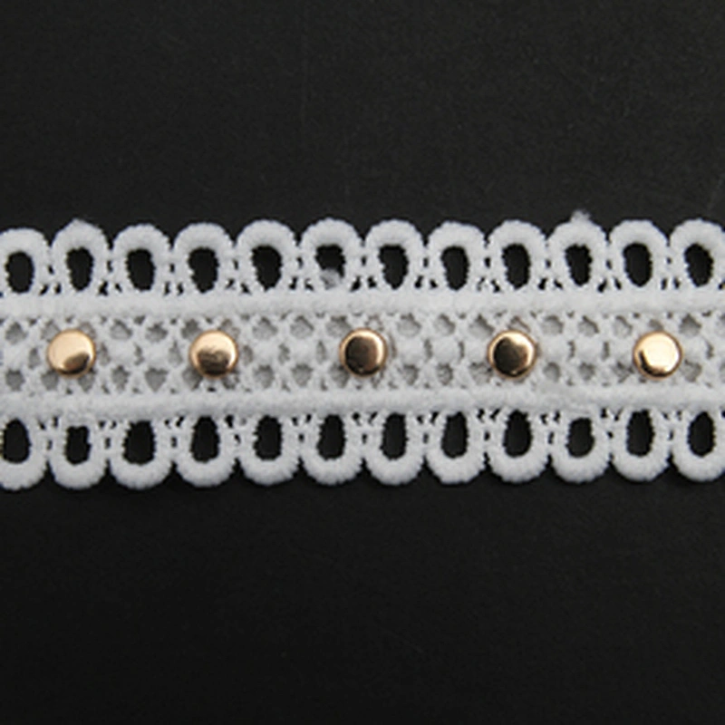 Wholesale 2.7cm Studs trim ribbon diy handmade costume dress sewing bead lace trim Design Rivets Trims