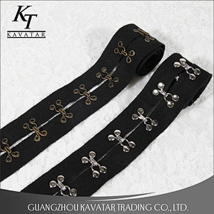 Hot selling Copper hook and eyelet herringbone tape, Hook and eyelet Copper tape trimming Eyelet belt