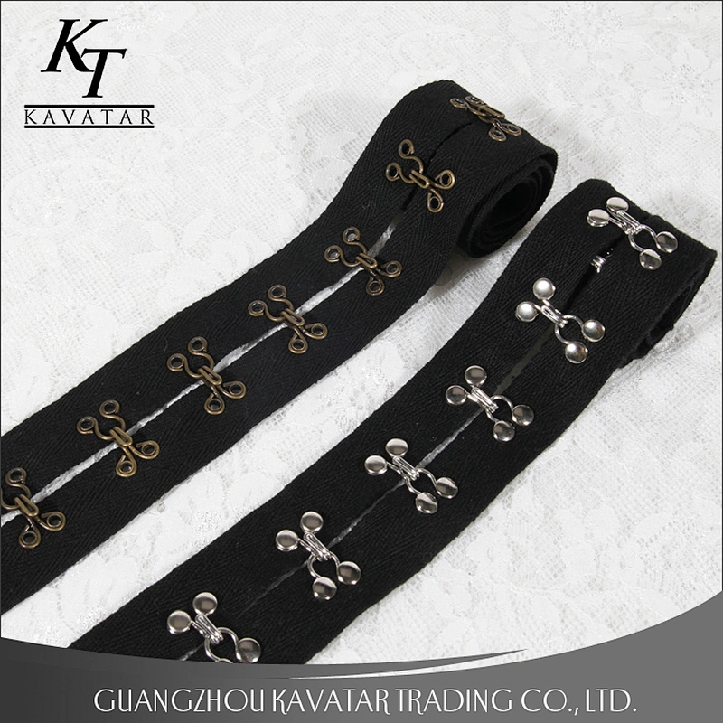Hot selling Copper hook and eyelet herringbone tape, Hook and eyelet Copper tape trimming Eyelet belt