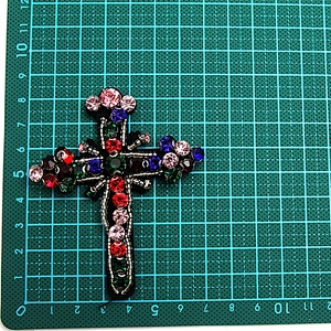 Christmas Cherry Flower Decorative Sew on Rhinestone Beaded Patches Wholesale patches for clothing