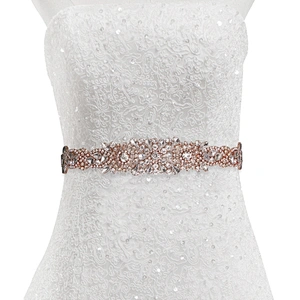 wholesale bling rhinestone trim Accessories  Sew on Hot-fix bodice applique white wedding dress Crystal belt for Bridal Dress