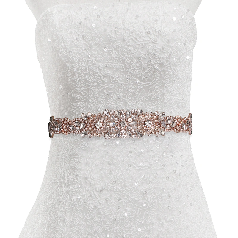 wholesale bling rhinestone trim Accessories  Sew on Hot-fix bodice applique white wedding dress Crystal belt for Bridal Dress