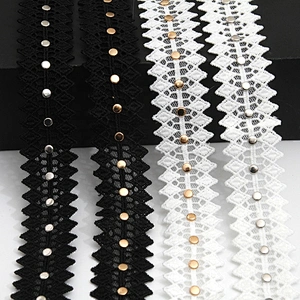 Wholesale 3cm Studs trim ribbon diy handmade costume dress sewing bead lace trim Design Rivets Trims