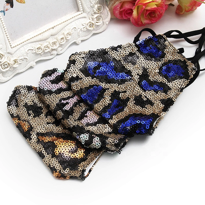 kavatar European and American Sequin tiger leopard print dust and haze proof fashion Maske  PM2.5 transfers