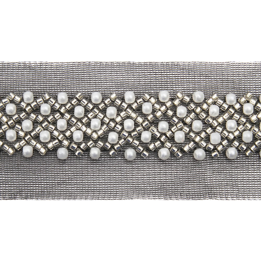 Wholesale Embroidery beaded lace trim 4.7 cm Mesh fabric lace trims beautiful Accessories for dress 3D wedding Designer