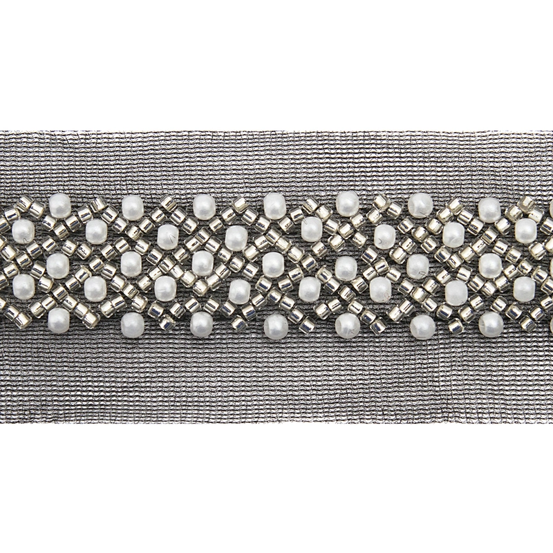 Wholesale Embroidery beaded lace trim 4.7 cm Mesh fabric lace trims beautiful Accessories for dress 3D wedding Designer