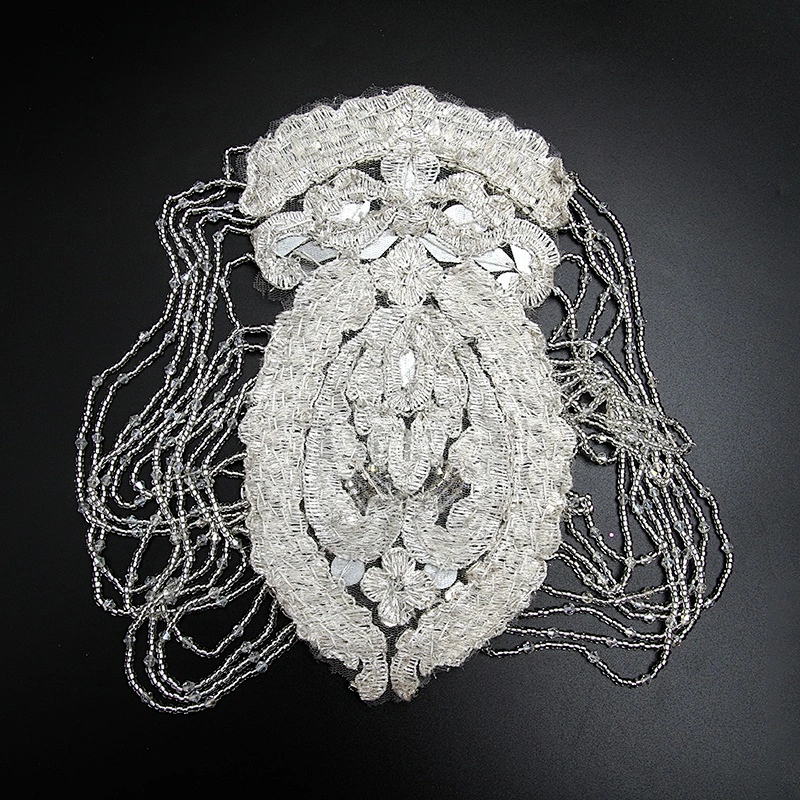 Christmas Cherry Flower Decorative Sew on Rhinestone Beaded Patches Wholesale patches for clothing