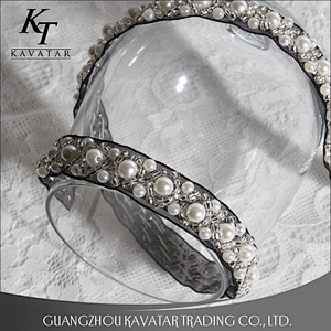 Fashion Beaded Pearls Cross-over Design Lace Trim For Wedding Dress