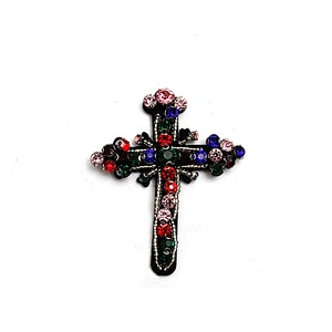 Christmas Cherry Flower Decorative Sew on Rhinestone Beaded Patches Wholesale patches for clothing