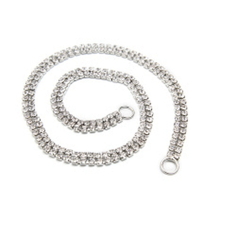 Wholesale Women Evening Party Dress Camisole  Plated Bikini Connector Rhinestone Chain Trim Bra Crystal Shoulder Strap