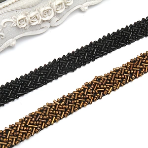 kavatar  wholesale new Handmade Bead lace Embroidered Tulle Trim wedding with Accessories Beads Rhinestones