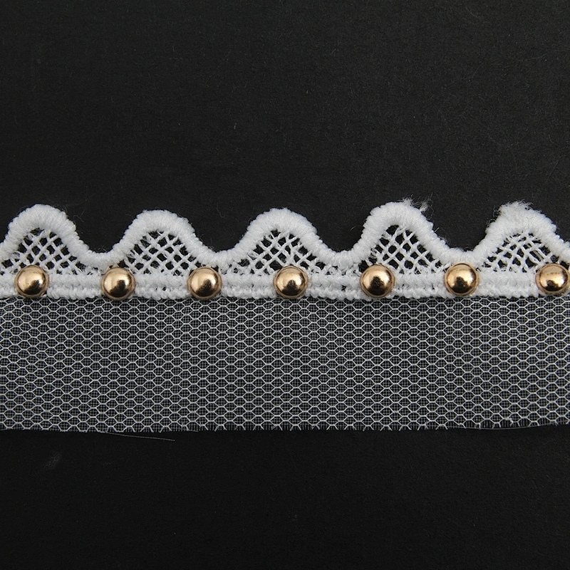 Wholesale 3.7cm Size Studs trim ribbon diy handmade costume dress sewing bead lace trim Design Rivets Trims