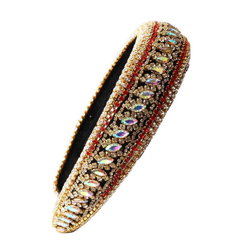 Manufacturer of direct colored beads with multi - colored gemstone hand sewn stylish temperament latest style hair hoops baroque