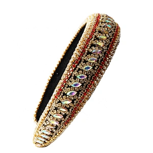 Manufacturer of direct colored beads with multi - colored gemstone hand sewn stylish temperament latest style hair hoops baroque