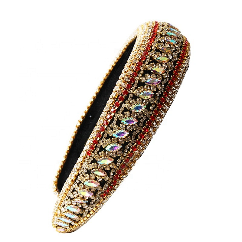 Manufacturer of direct colored beads with multi - colored gemstone hand sewn stylish temperament latest style hair hoops baroque