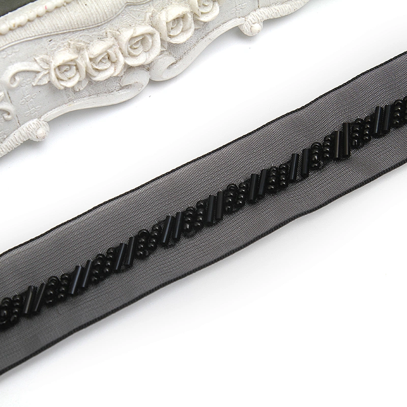 kavatar  wholesale new Handmade Bead lace Embroidered Tulle Trim wedding with Accessories Beads Rhinestones