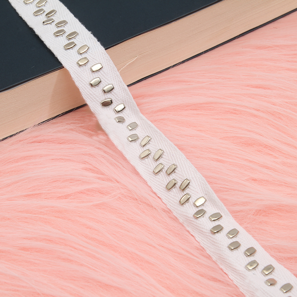 wholesale custom Studs beaded ribbon trim ribbon handmade Copper beads sew on Clothes Design Rivets Trims