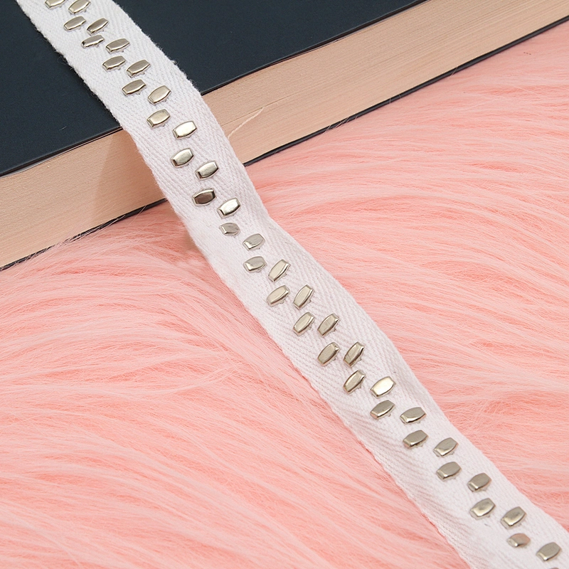 wholesale custom Studs beaded ribbon trim ribbon handmade Copper beads sew on Clothes Design Rivets Trims