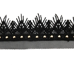 Wholesale 4.5cm Size Studs trim ribbon diy handmade costume dress sewing bead lace trim Design Rivets Trims