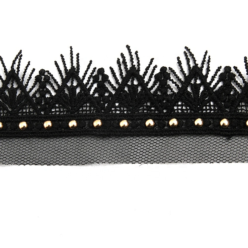 Wholesale 4.5cm Size Studs trim ribbon diy handmade costume dress sewing bead lace trim Design Rivets Trims