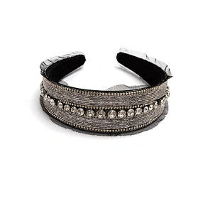 Multi Color Lux Velour Crystal And Rhinestone Cup chain Decorated women Headbands Adult headband