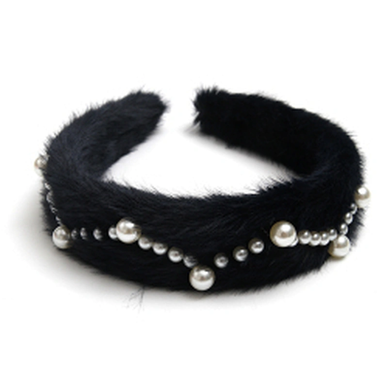 Factory sells colorful hair plush tie elastic creative fluffy fashion hair hoop birthday hairband Cute headband fur headband