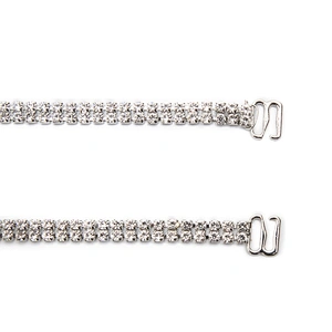 Wholesale Women Evening Party Dress Camisole  Plated Bikini Connector Rhinestone Chain Trim Bra Crystal Shoulder Strap
