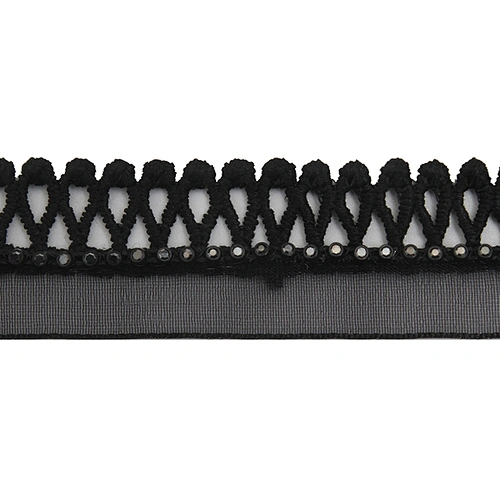 Wholesale Chain lace trim rhinestone 2.4 cm Sew-On lace trim Polyester net mesh Lace trimmings wedding for clothes  Accessories