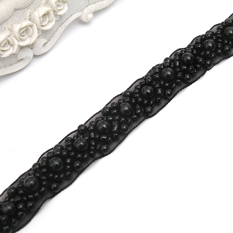 kavatar  wholesale new Handmade Bead lace Embroidered Tulle Trim wedding with Accessories Beads Crystals & Rhinestones