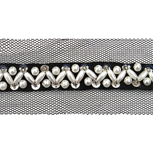 kavatar  wholesale new Handmade Bead lace Embroidered Tulle Trim wedding with Accessories Beads Crystals & Rhinestones