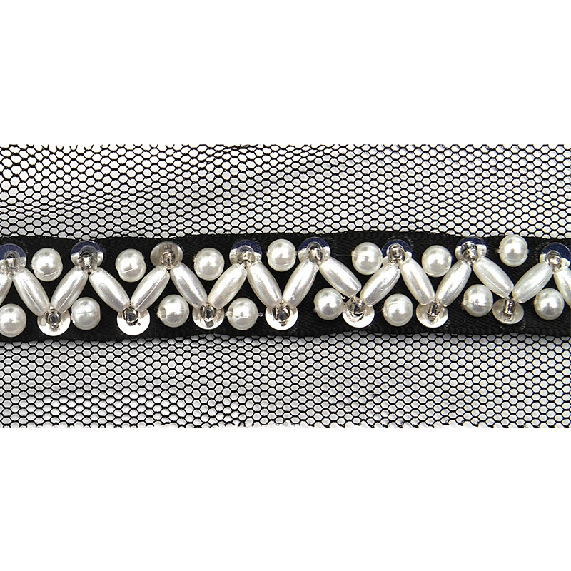 kavatar  wholesale new Handmade Bead lace Embroidered Tulle Trim wedding with Accessories Beads Crystals & Rhinestones