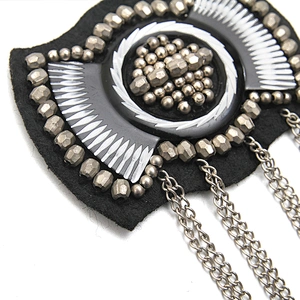 wholesale  designer badges cloth stickers Sew on for clothing accessories decoration 3D patch  rhinestone Metal Chain Tassel