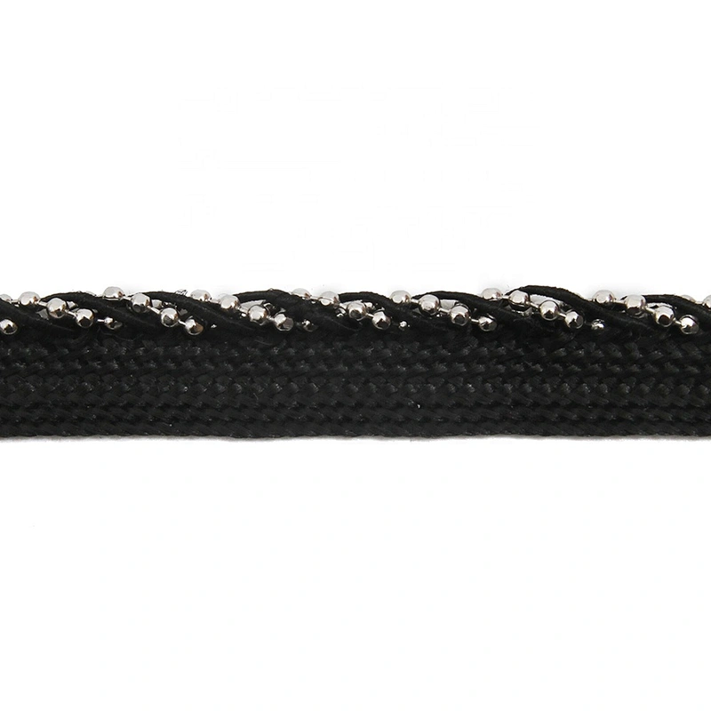 Wholesale Chain lace trim beaded 0.8 cm Sew-On lace trim Ribbons Lace trimmings for clothes  Accessories Polyester  Cotton