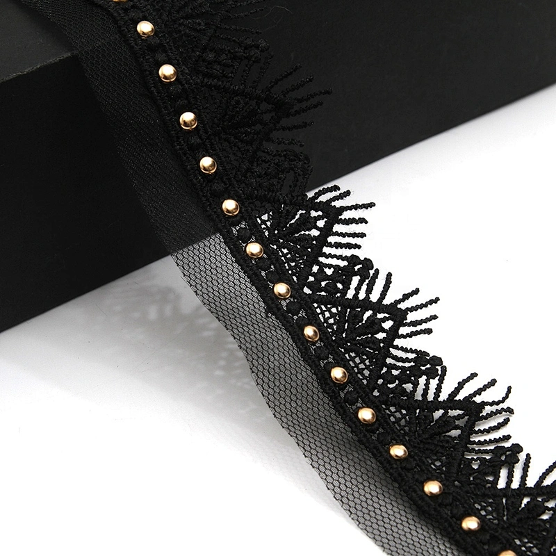 Wholesale 4.5cm Size Studs trim ribbon diy handmade costume dress sewing bead lace trim Design Rivets Trims