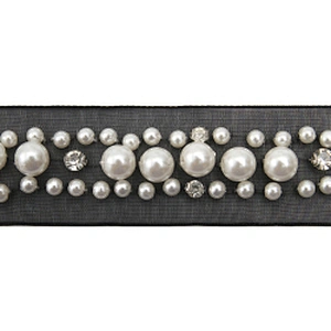 kavatar  wholesale new Handmade Bead lace Embroidered Tulle Trim wedding with Accessories Beads Crystals & Rhinestones