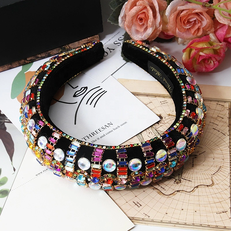 colorful beads hairband 2020  pearl headband bride with hand sewing Acrylic beads with the latest style bling Vintage Headbands