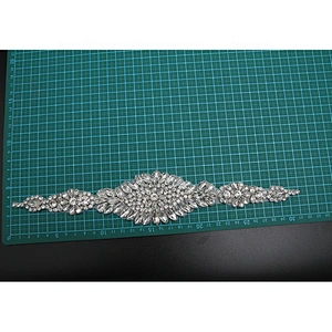 Wedding dress rhinestone patch applique Decorative Sew on Rhinestone Beaded Patches Wholesale patches for clothing
