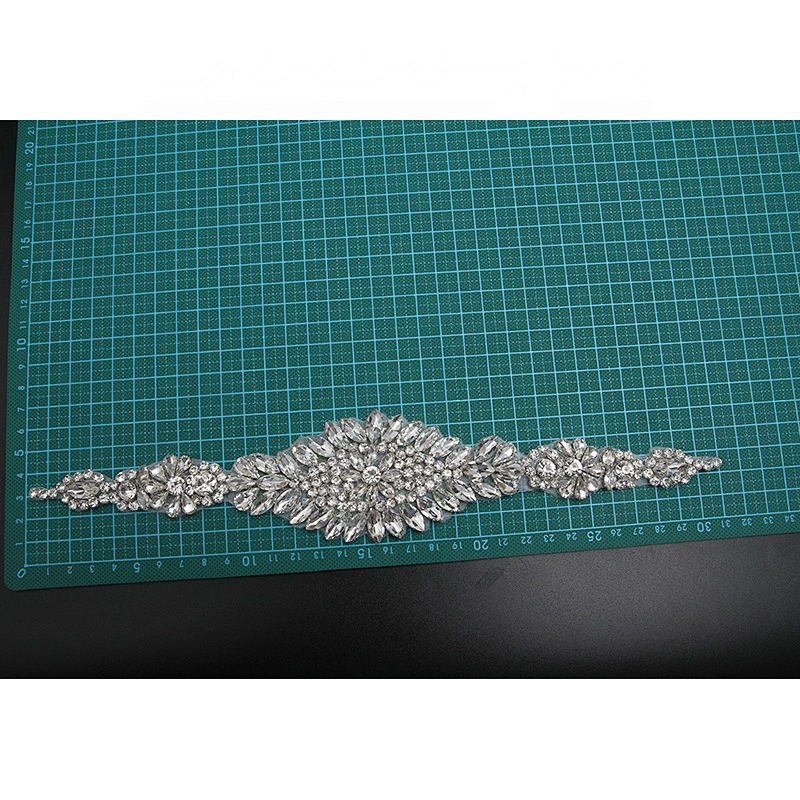 Wedding dress rhinestone patch applique Decorative Sew on Rhinestone Beaded Patches Wholesale patches for clothing