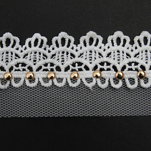 Wholesale 3.5cm Size Studs trim ribbon diy handmade costume dress sewing bead lace trim Design Rivets Trims