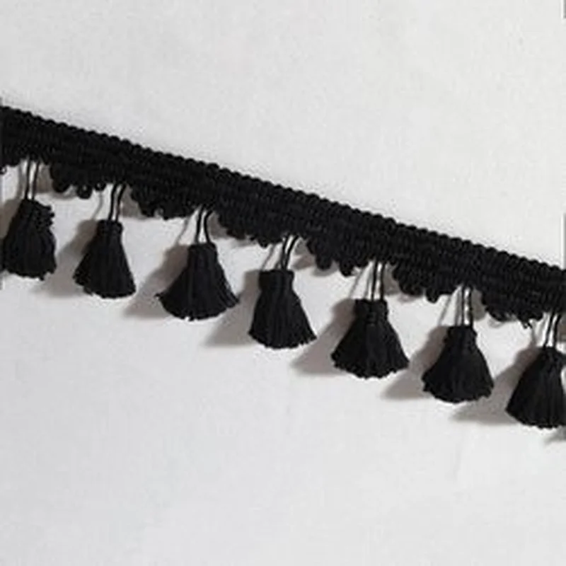 Kavatar Fashion Easy To Match Black Tassel Fringe For Garment Accessories