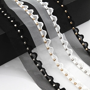 Wholesale 3.7cm Size Studs trim ribbon diy handmade costume dress sewing bead lace trim Design Rivets Trims