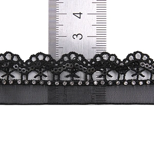 Wholesale Chain lace trim rhinestone 2.3 cm Sew-On lace trim Polyester net mesh Lace trimmings wedding for clothes  Accessories