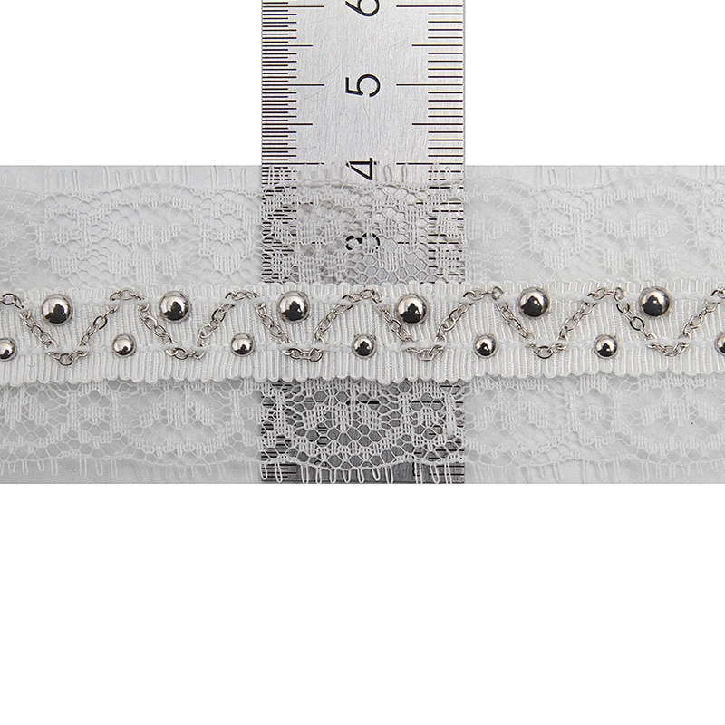 Wholesale Chain lace trim rhinestone 4 cm Sew-On lace trim Polyester net mesh Lace trimmings wedding for clothes  Accessories