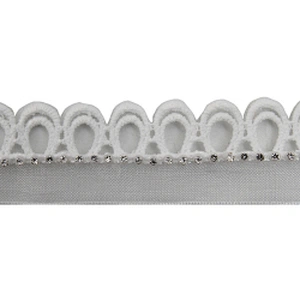 Wholesale Chain lace trim rhinestone 2.3 cm Sew-On lace trim Polyester net mesh Lace trimmings wedding for clothes  Accessories