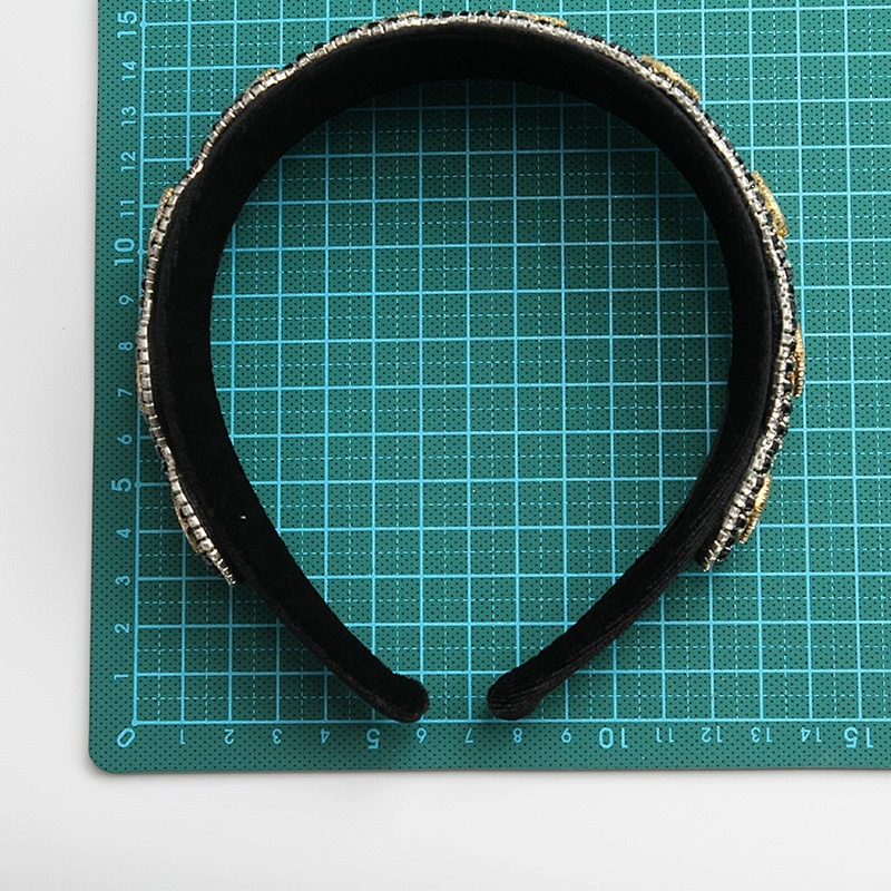 Customize Rhinestone Wholesale black velvet PADDED CANDY JEWELED Headband Hairbands hair band headband