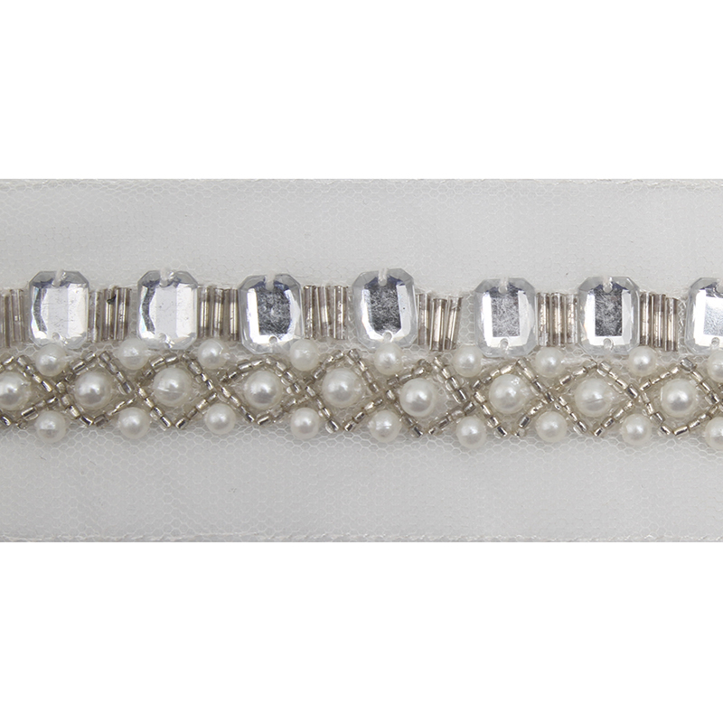 kavatar  wholesale new Handmade Bead lace Embroidered Tulle Trim wedding with Accessories Beads Crystals & Rhinestones